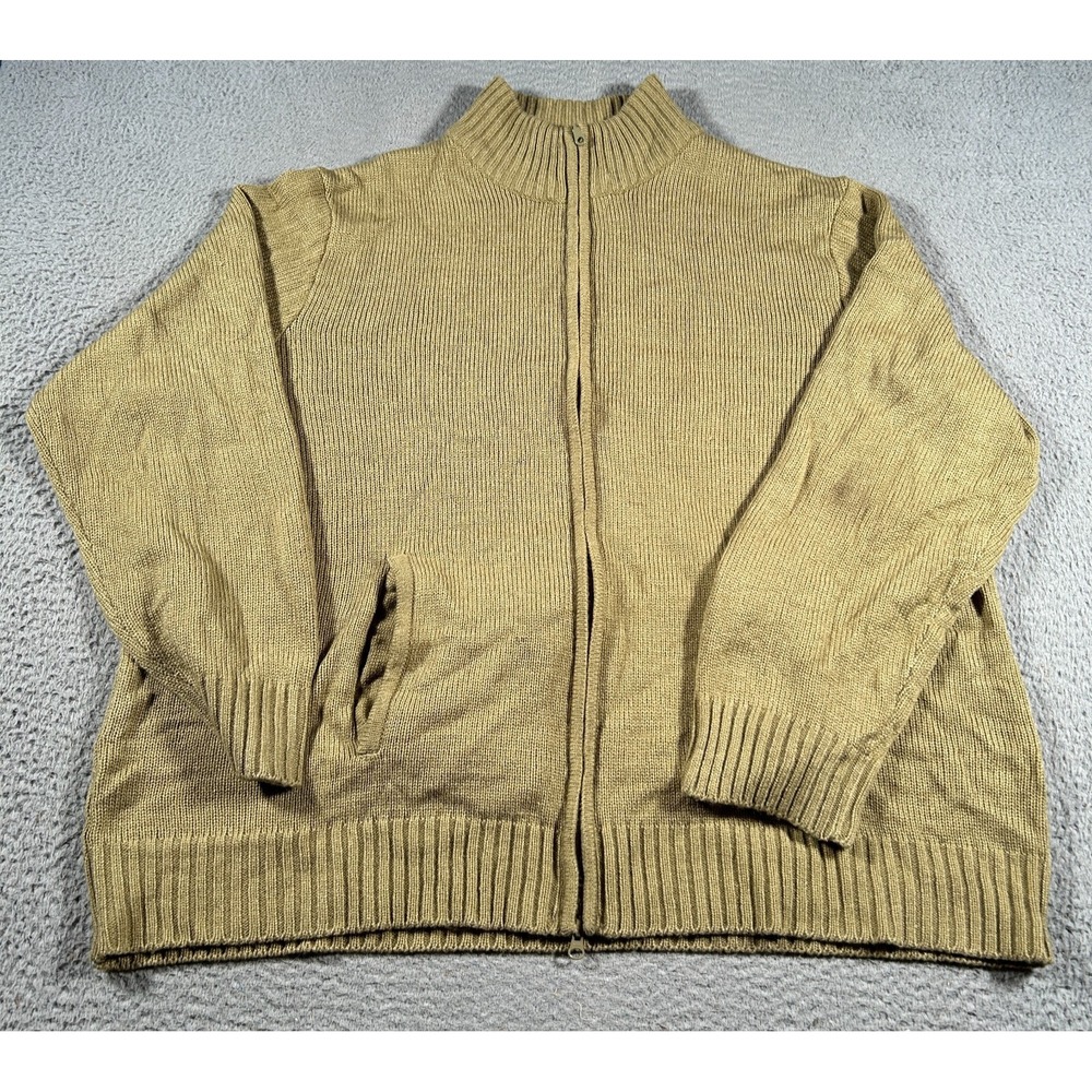 King Size Jacket Men 3XLB Big Green Full‎ Zip Knit Ribbed Long Sleeve